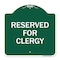 Signmission Designer Series Sign-Reserved for Clergy, Green & White Aluminum Sign, 18" x 18", GW-1818-23214 A-DES-GW-1818-23214 - alternate 1